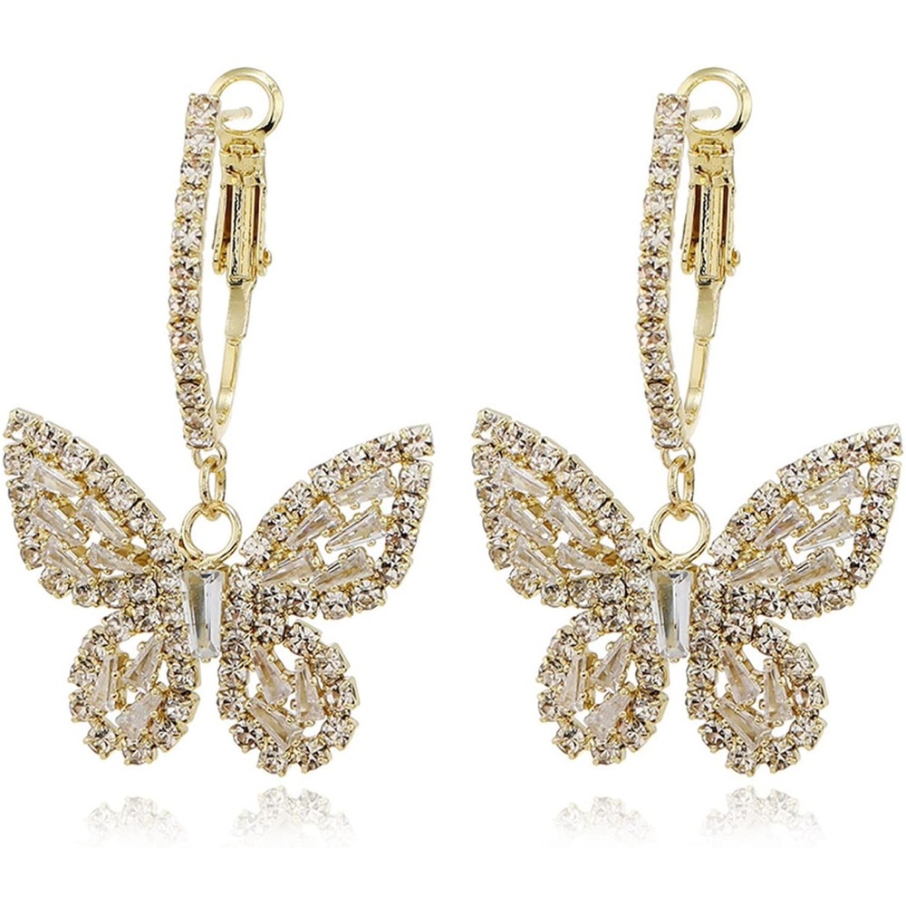 Butterfly Hoop Dangling Earrings